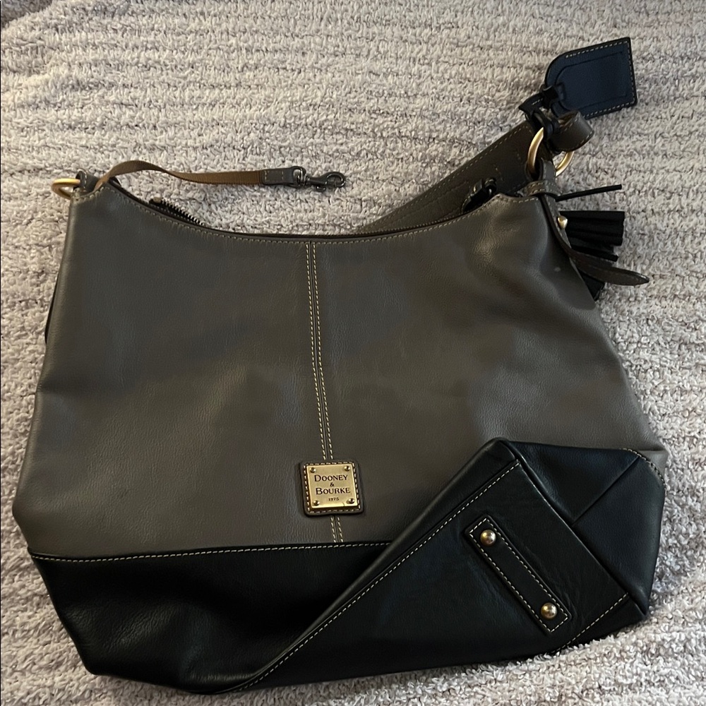 Dooney & Bourke Black and brown/grey Leather Hobo Bag